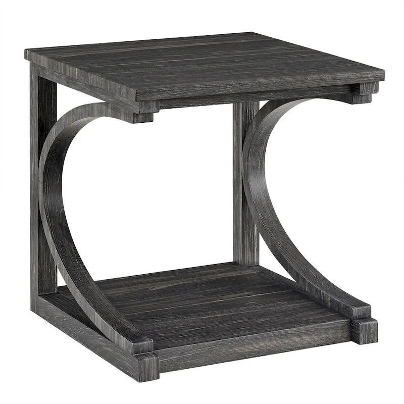 Table basse unique en bois massif avec étagère de rangement